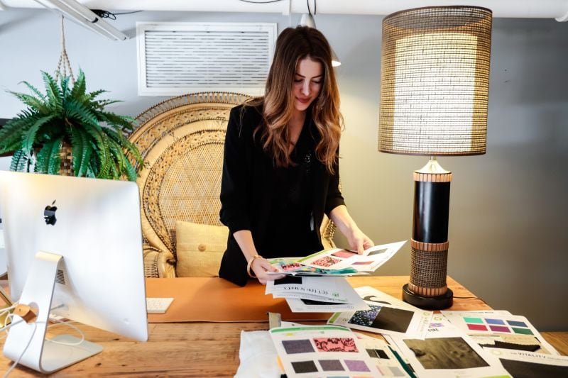manager reviewing fabric suppliers