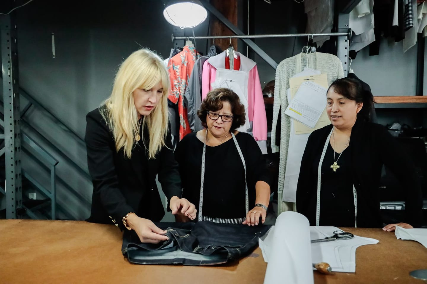 Jennifer Evans designing clothing alongside LA seamstresses