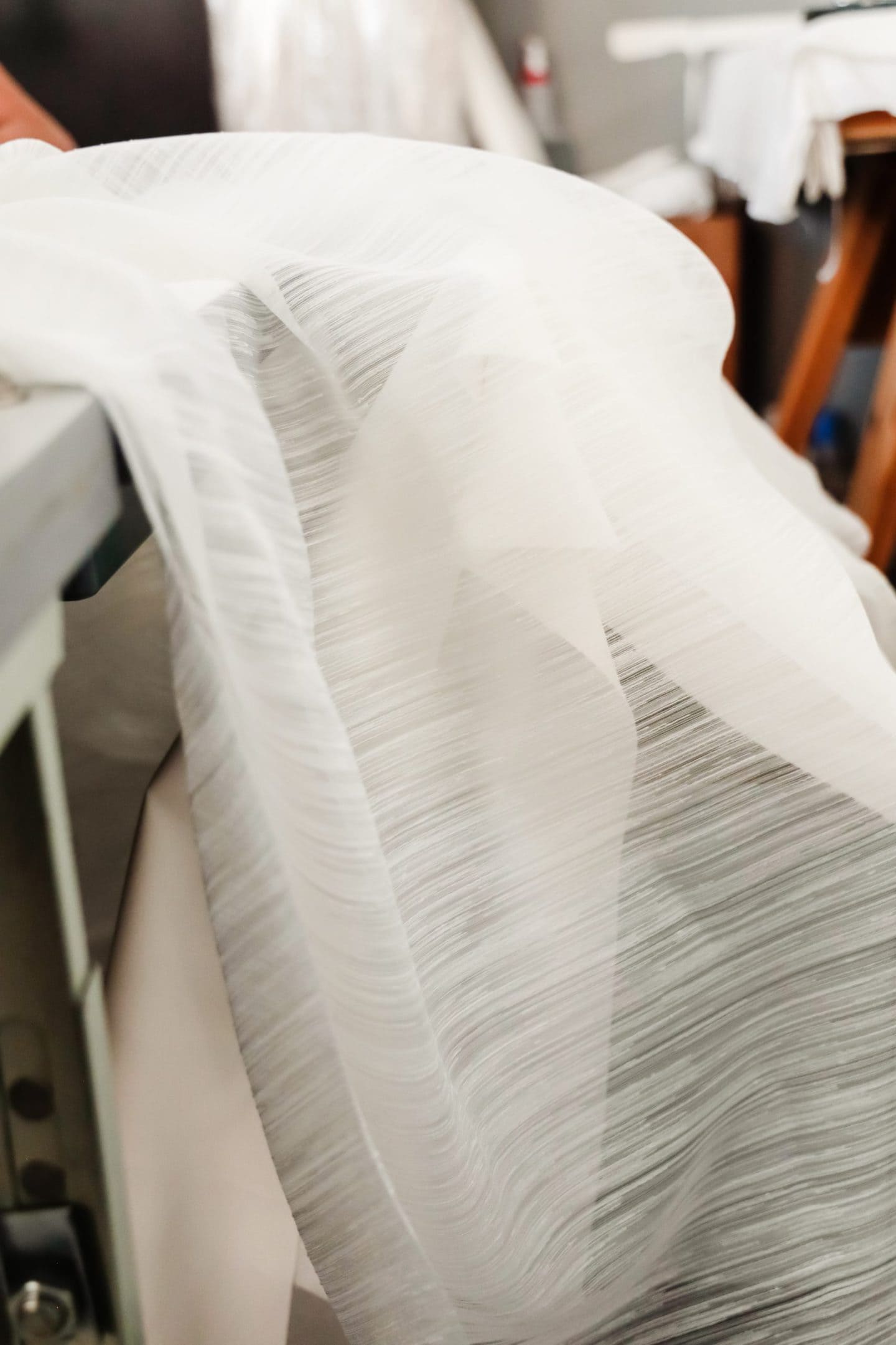 light white clothing fabric draped over a table