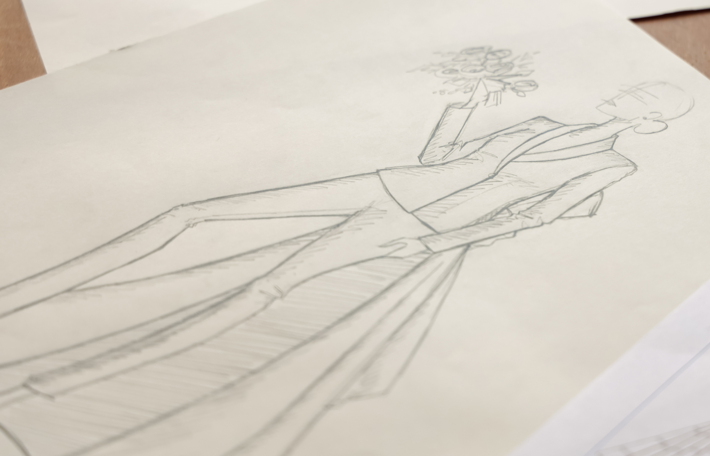 fashion sketch of bespoke outfit