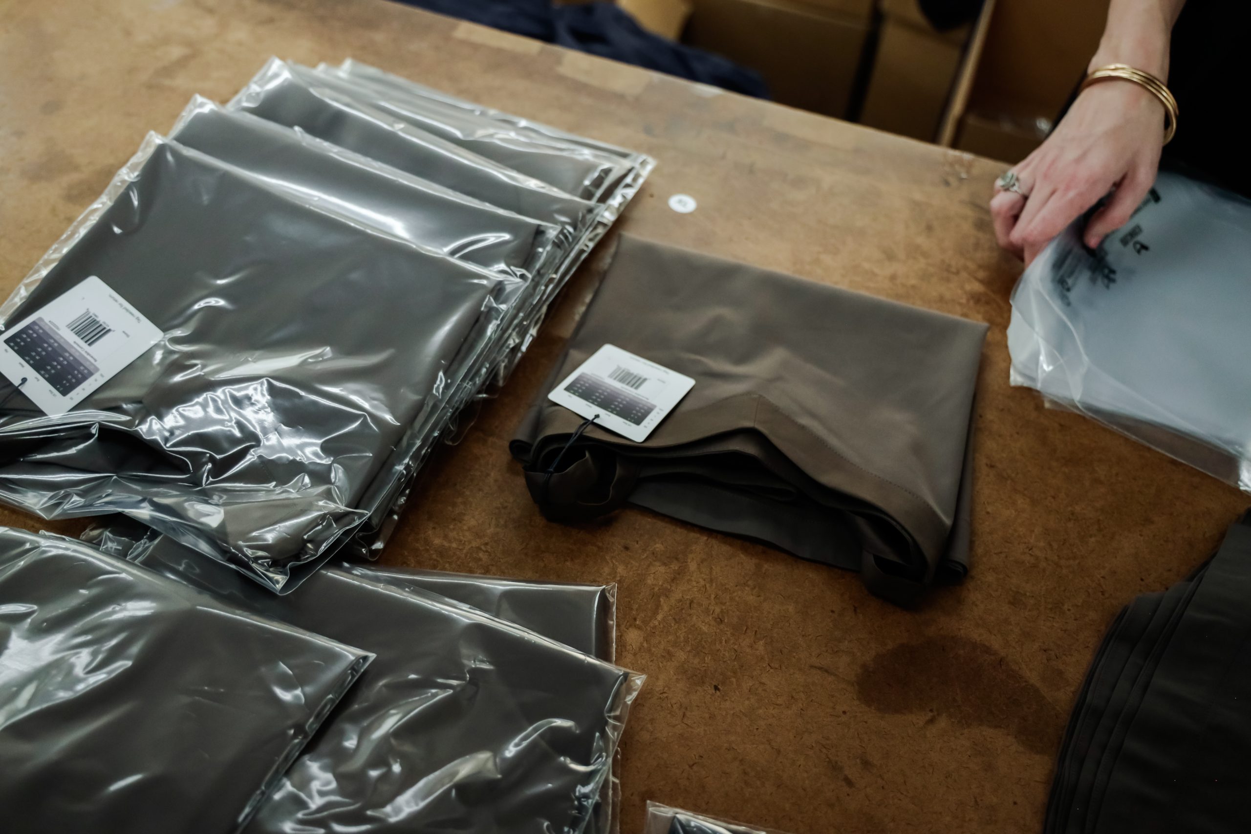 folded clothing on table