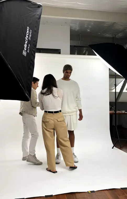 cut and sew manufacturing photoshoot